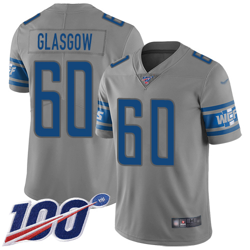 Detroit Lions Limited Gray Men Graham Glasgow Jersey NFL Football #60 100th Season Inverted Legend->youth nfl jersey->Youth Jersey